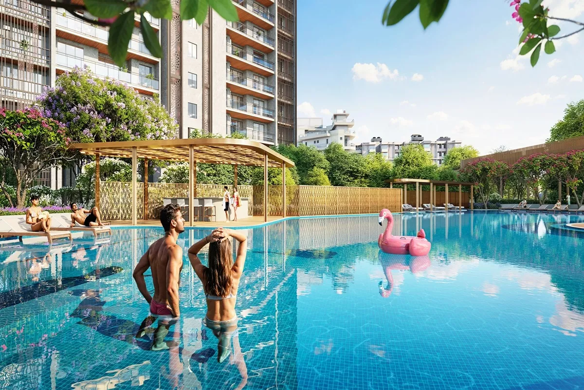 Birla Arika aerial view of towers with golf course and Aravalli backdrop – Sector 31, Gurgaon