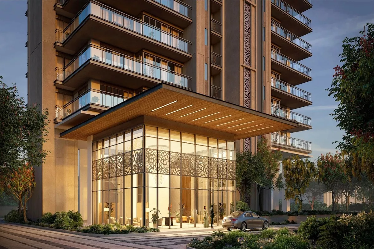 Birla Arika social club lawn and grand entrance with designer landscaping